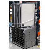 Metal Retail Poster Cabinet With Swinging Poster Display Boards And Storage, 70" x 36" x 24"