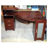 2 Drawer Corner Desk With Keyboard Tray And Cabinet, 36" x 56" x 40.5"