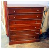 Solid Wood Six-Drawer Chest Of Drawers, 41.75" x 36" x 15.75"
