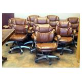 Adjustable Rolling Office Chairs With Leather-Like Upholstery, Qty 8