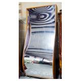 Vintage Carnival Funhouse Mirror With Wood Frame, Approx 73" High x 32" Wide x 10" Deep (At Deepest 