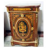 Ornate Accent Cabinet, With Flat Top, Single Drawer And Lower Cabinet, Includes Key, With Brass Acce