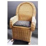 Wicker Style Rocking Chair With Seat Cushion, Approx 45" High