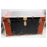 Vintage Trunk With Divided Insert, And Brass Latch, 21.5" High x 39" Wide x 20.5" Deep