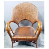 Wicker Style Oversized Arm Chair With Solid Wood Seat, No Cushion Included, Approx 38" High