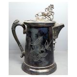 Lexington Company Silver Plated (Quadruple Plated) Tea Pot With Lion Finial And Floral/Butterfly Etc