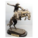 Frederic Remington "Bronco Buster" Brass Statuette, Approx 13" High