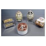 Ornate Music Boxes, Includes Coca-Cola, Piano, And Egg Shaped, Total Qty 5