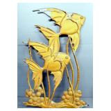 Decorative Wall Hangings, Includes Fish, Wall Shelf And Candle Wall Mount, Total Qty 4