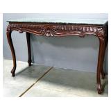 Granite Top Entry Table With Ornate Base, 33" High x 51" Wide x 19" Deep