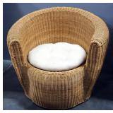 Wicker Style Tub Chair With Padded Seat Cushion, Approx 27" High