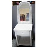 Wicker Style Side Table With Single Drawer And Lower Shelf Area, 24" H x 21" W x 19" D, And Matching