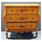 3-Drawer Commode With Serpentine Front And Rose Design On Front And Lined Drawers, 35" High x 36" Wi