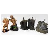 Lord Of The Rings Collectibles, Includes "The Argonath" Bookends, "Smeagol" Statue And Bobblehead An