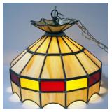 Swag Lamp With Stained Glass Style Shade, Powers On