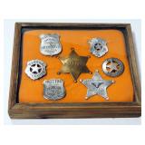 Outlaw Decor Style Shadow Boxes, One With Lower Drawer And Other With Badges