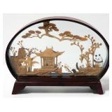 Oriental Style Decor, Includes Vase, Monkey Trinket Box, Blade Display And Shadowbox Scene