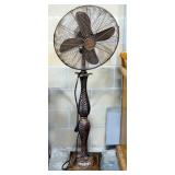 Deco Breeze Standing Fan With Wood Style Finish, Powers On