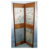 Decorative 2-Panel Room Divider/ Screen With Frosted Leaf Finish, 66" High x Approx 38" Fully Extend