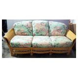Bench Craft Wicker Patio Couch With Floral Cushions, 35" High, Matches Lot 29