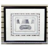 Architectural Drawings Of Columns, Framed Matted Under Glass, Qty 3