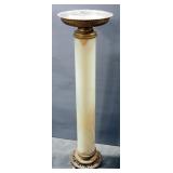 Pedestalled Plant Stand With Floral Images In Top