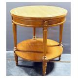 Circular End Table With Lower Shelf, 24.5" High x 23" Diameter, Some Wear