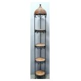 Metal And Wicker Style 4-Tier Plant Shelf, Approx 6
