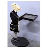 Butler Side Table With "Believe" Doorknob Pillow