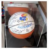 KU Autographed Basketball Signed By Roy Williams And Team, 1997-1998 Season, With Display Case