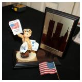 M. J. Goebel Hummel Ceramic Figure "God Bless America" Number 2113, 4.5" Tall, Includes Stand