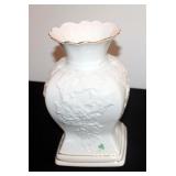 Belleek Porcelain Vases Qty 2, 10.25" Tall And 9.5" Tall, And Handled Ceramic Vase With Faux Battery