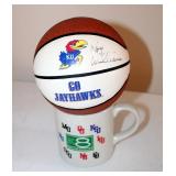 Mini Basketball Signed By Roy Williams With Big 8 Conference Coffee Mug