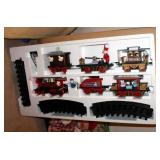 Christmas Magic Battery Operated Train With 5 Cars, Track, And Remote, Ceramic Snowman Platter, Wood