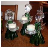 Art Glass Angel Candle Holders, Glass Fish, And Multi Colored Glass Bottles With Stoppers