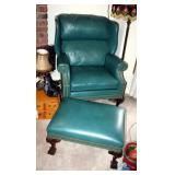Hancock & Moore Leather Wingback Arm Chair With Carved Ball & Claw Feet, 39.5" x 33" x 31", Includes