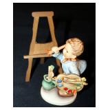M. J. Goebel Hummel Ceramic Figure, "The Artist" Marked Number 304, 6" Tall, Includes Wood Easel