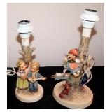 M. J. Goebel Hummel Ceramic Candlestick Lamps, Qty 2, #44B - 12.5" Tall And #1935 - 10.75" Tall