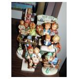 M. J. Goebel Hummel Ceramic Figures, Qty 8, Including Watchful Angel #195, Love Lives On #416 Signed
