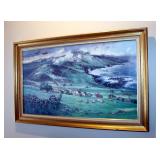 Framed Canvas Print Of Pastoral Landscape With Sheep By Edmund Sullivan, 28.5" x 46"