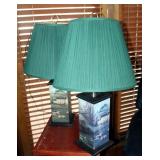 Hunting Motif Wood Lamps, 29" Tall, 7" x 7" Base, Qty 2