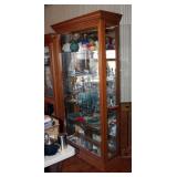 Glass Front Lighted Curio Cabinet With 4 Glass Shelves, 80" x 46