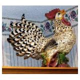 Ceramic Rooster And Chicken Decor, Tallest One Is 20", Qty 9, Includes Clock, Weather Vane, And Deco