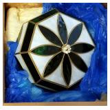 Elgee West Inc. Genuine Brass And Glass Ceiling Fixture, 12" Wide x 5" Tall, New In Box, And Hunter 