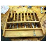 Lathe Milling Hand Tools, With Wood Rack, Qty 8