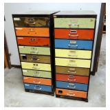 Heavy Duty Metal 9 Drawer File Cabinets, Qty 2, 51" x 20" x 28.5"