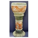 Roseville Pottery Donatello Pattern Jardiniere And Pedestal, Circa 1916, Approx 29" High When Togeth