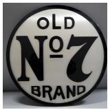 Old No7 Brand Brushed Metal And Acrylic Wall Hang, 23.5" Dia.