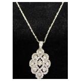 14KT Italy Necklace With Clear Stone Pendant, Approx 19" Long, Approx 6.4 g Total Weight