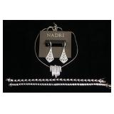 Cubic Zirconia Bracelets, Qty 2 (1 Is Sterling), CZ Earrings, And Swarovski Necklace, Approx 62 g Co